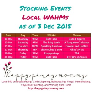 Philippine Cloth Diaper WAHMs Stocking Schedules for December 2015