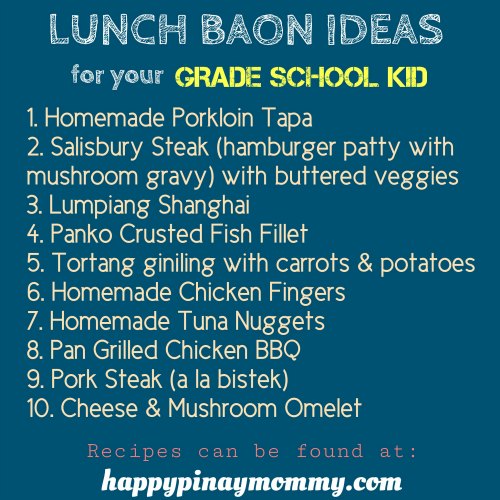 Here are some baon recipes for school lunch.