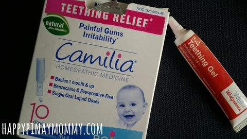 Here are teething solutions that worked for us, teething gels (we have tried Baby Orajel, Sesame Street Natural Teething Gel, and this Generic version from Walgreens), and then recently, Camilia Homeopathic Teething solution.