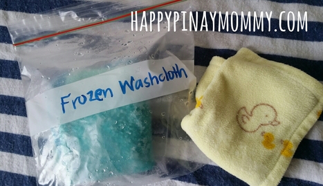 frozen washcloth can be soothing to gnaw for teething babies