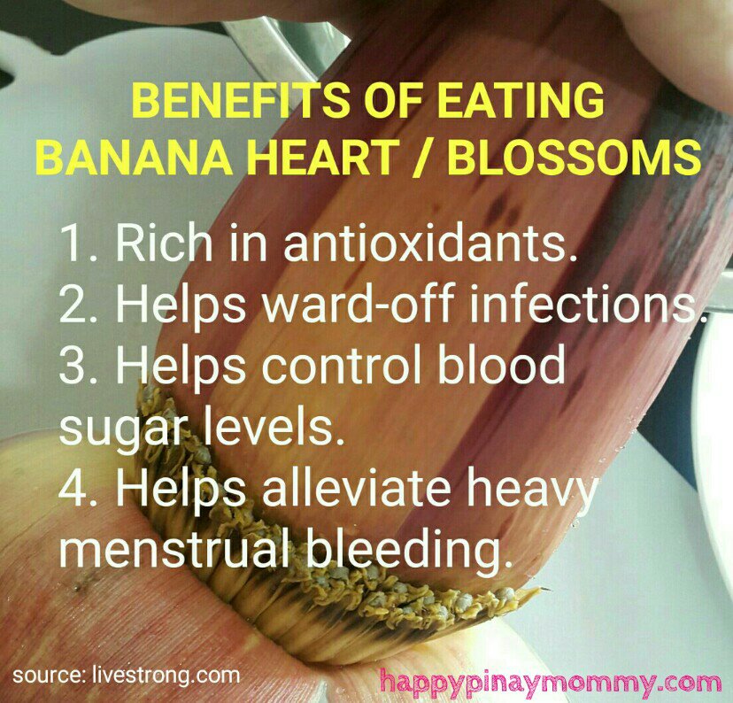 Here are just some of the benefits of eating banana heart blossom based meals. (Source of info: livestrong.com)