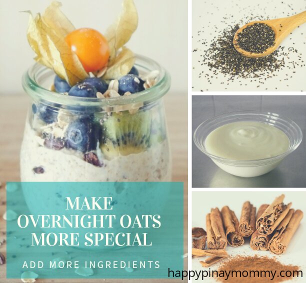 Make your overnight oats even more special and nutritious! Add chia seed, greek yogurt, walnuts, nut butters or drizzle with cinnamon or vanilla extract.