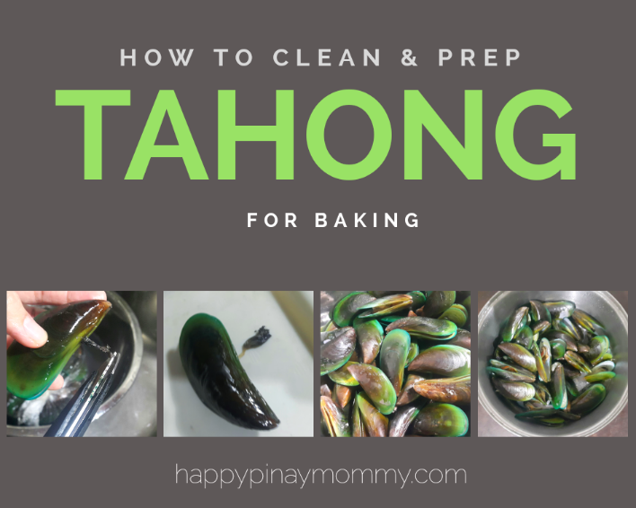 How to clean, de-beard, prepare, and pre-cook tahong before baking.