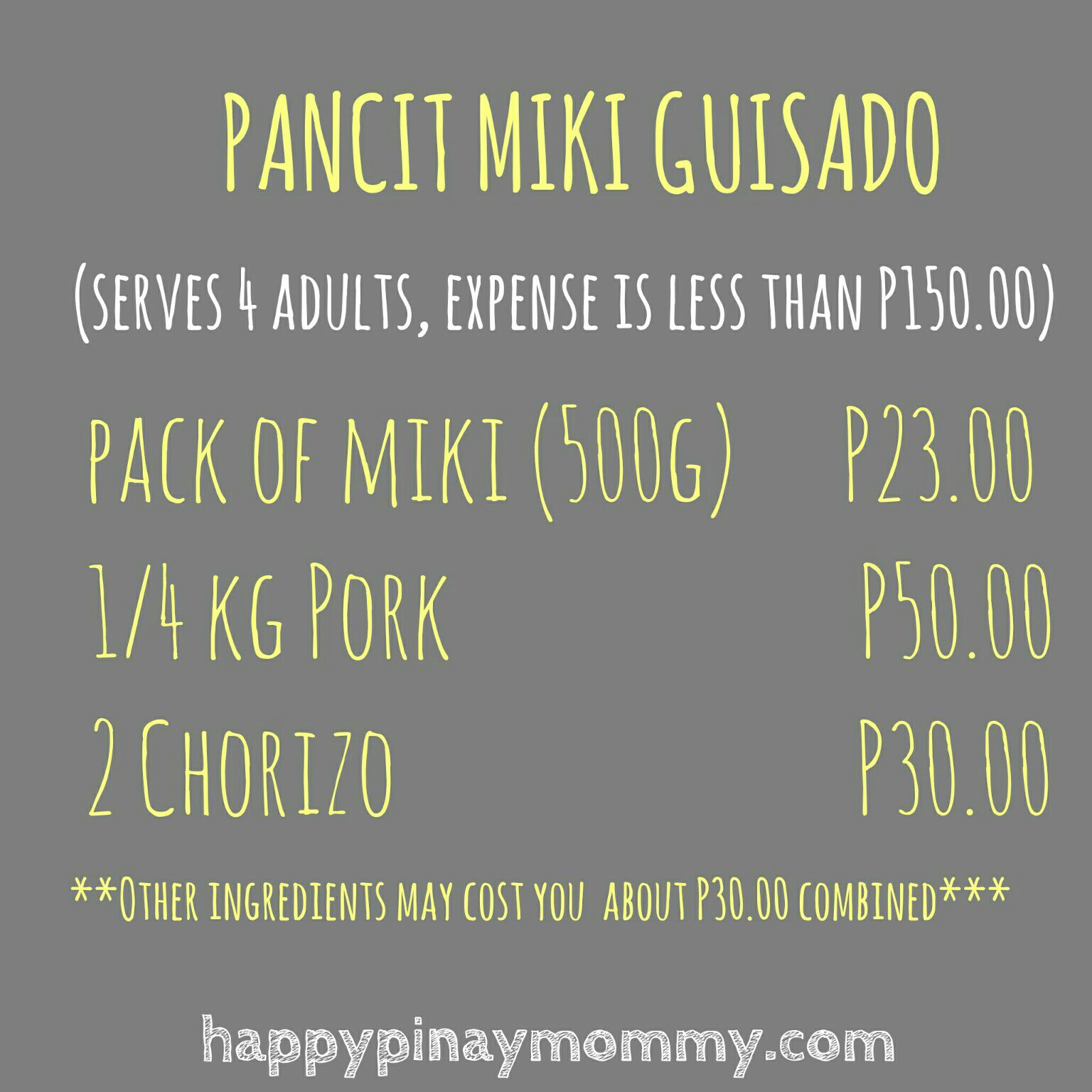 The ingredients to this pancit miki recipe is not hard to find and are affordable.