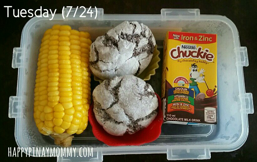 This is one of achie's most favorite baon combos ever -- she loves corn and she loves crinkles! 