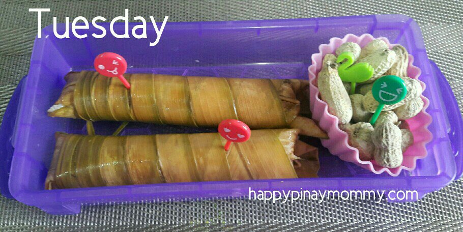 My daughter insisted on bringing a suman na may balat in school since according to her, she already knows how to peel it. 