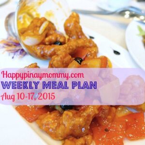 Weekly Meal Plan August 10-17, 2015